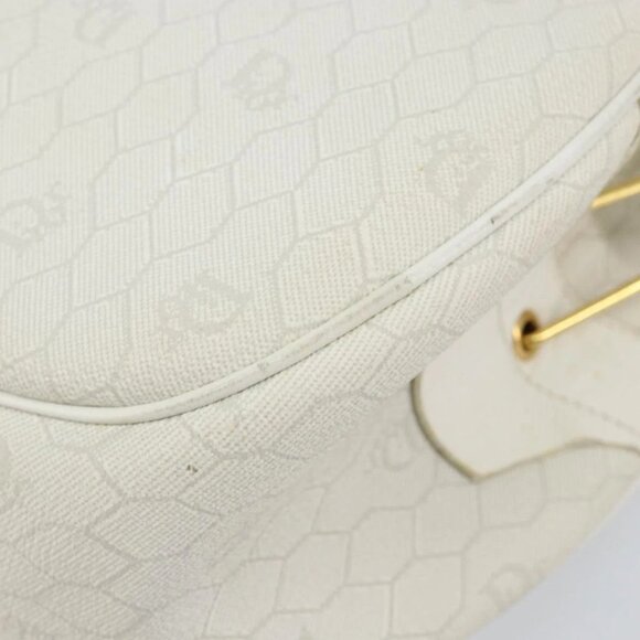 Christian Dior Honeycomb Canvas Shoulder Bag PVC White Gold Auth 142676 - Picture 4 of 16